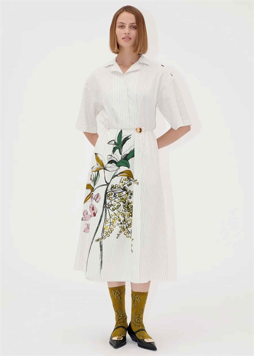 Crisp stripe shirting workwear midi kjole Mimosa Stripe Stine Goya 