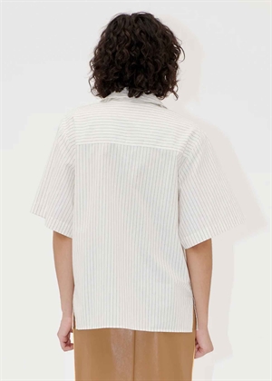 Crisp stripe shirting bowling collar skjorte Candle Stripe Stine Goya 
