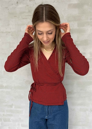 Susi ls stripe bluse Fiery Red/Black Mads Nørgaard 
