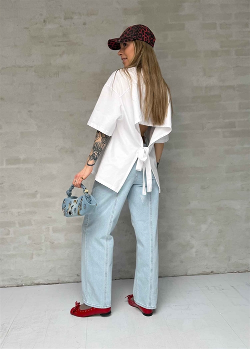 Heavy cotton drop shoulder open back tee Bright White T4066 Ganni 
