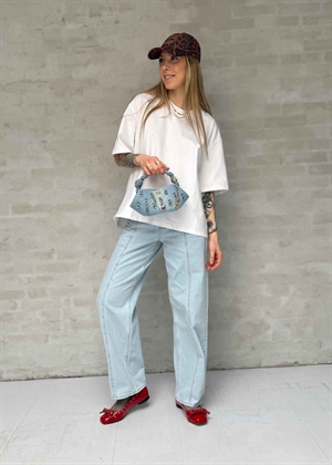 Heavy cotton drop shoulder open back tee Bright White T4066 Ganni 