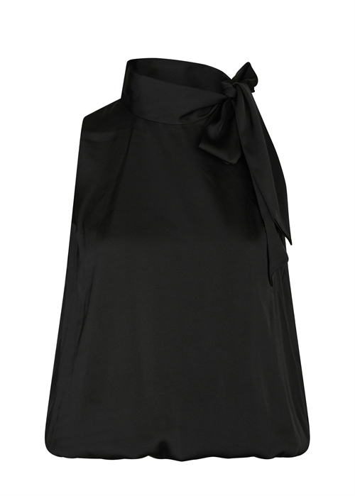 Veda drapy satin top Sort Neo Noir 