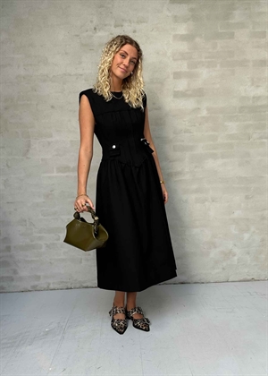 Heavy cotton tailoring corset midi kjole Sort W0390 Ganni 