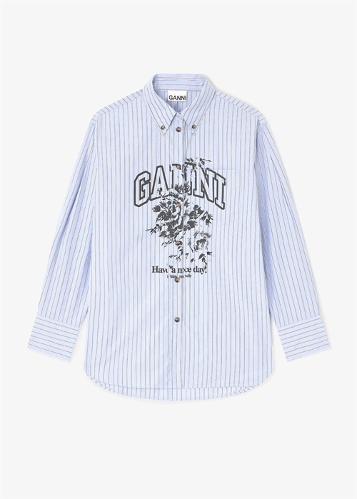 Stripe cotton oversized skjorte Lavender Lustre W0826 Ganni 